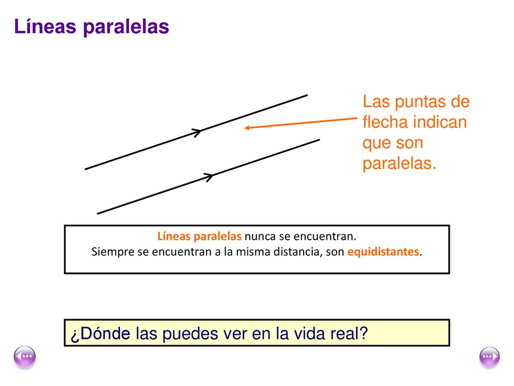 Líneas paralelas Las puntas de flecha indican que son paralelas.