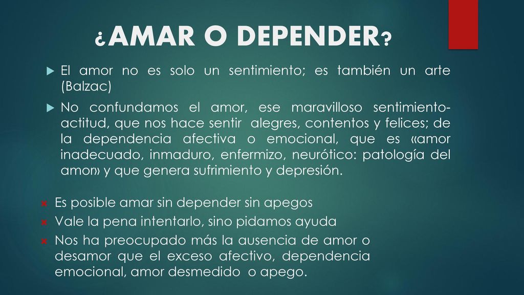 ¿AMAR O DEPENDER El amor no es solo un sentimiento; es también un arte (Balzac)