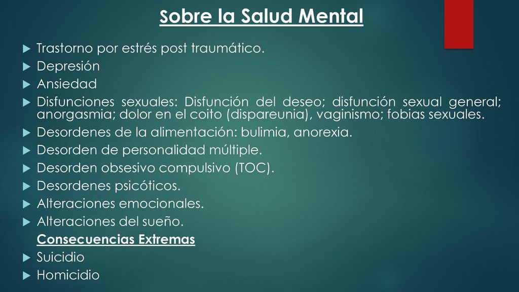 Sobre la Salud Mental Trastorno por estrés post traumático. Depresión