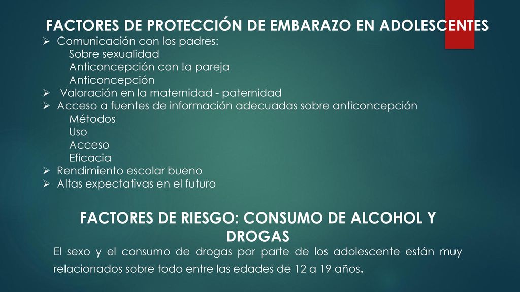 FACTORES DE PROTECCIÓN DE EMBARAZO EN ADOLESCENTES