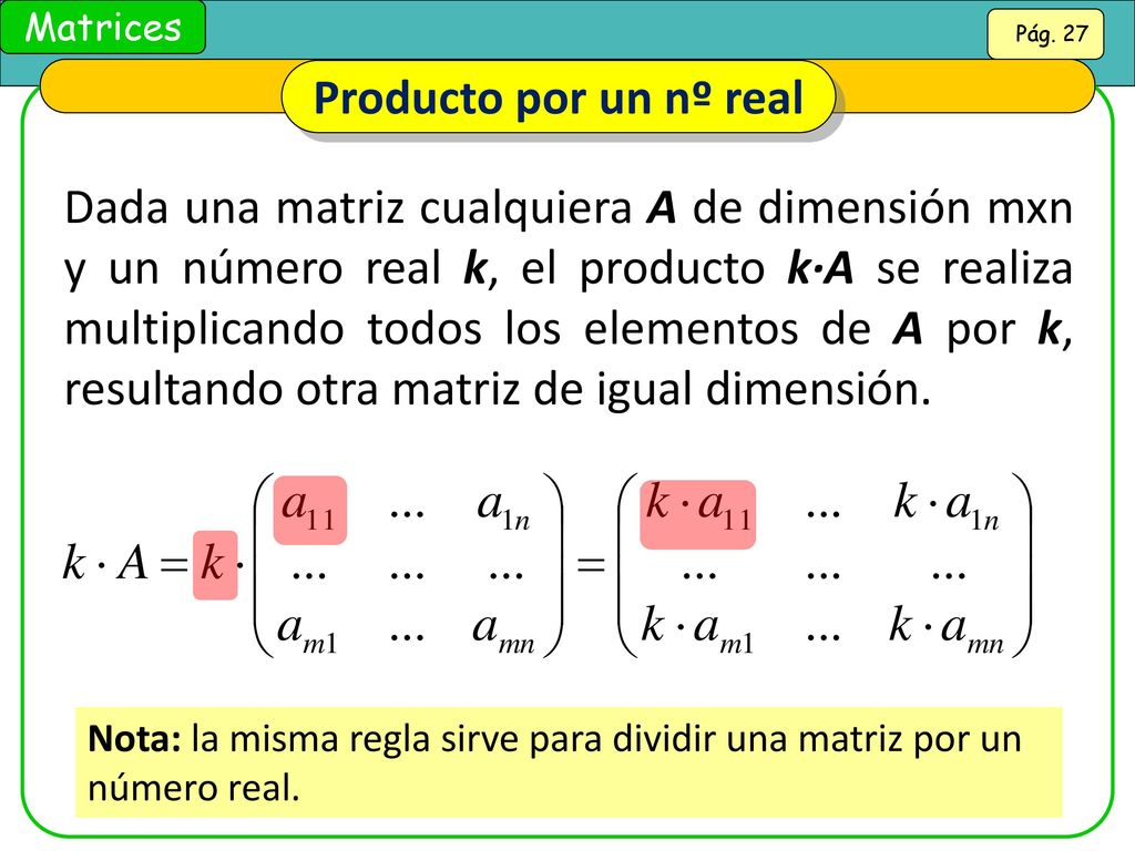 Producto por un nº real