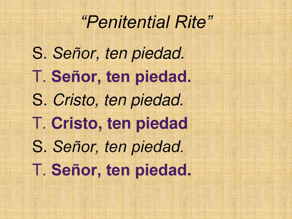 Penitential Rite S. Señor, ten piedad. T. Señor, ten piedad.