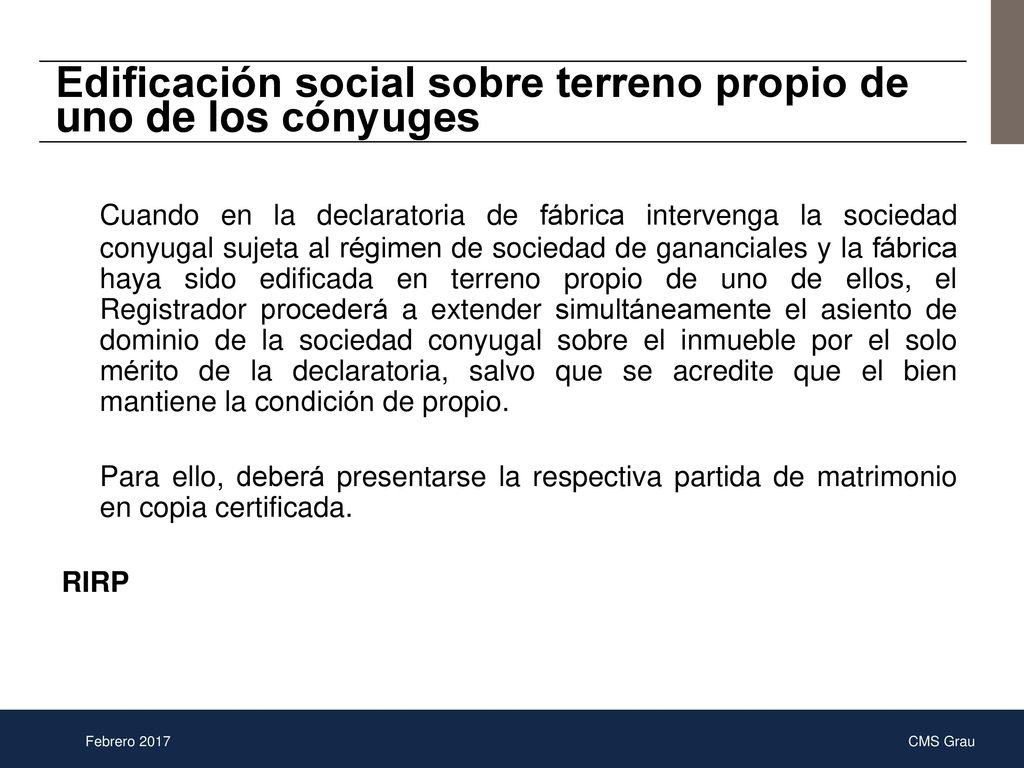Edificación social sobre terreno propio de uno de los cónyuges