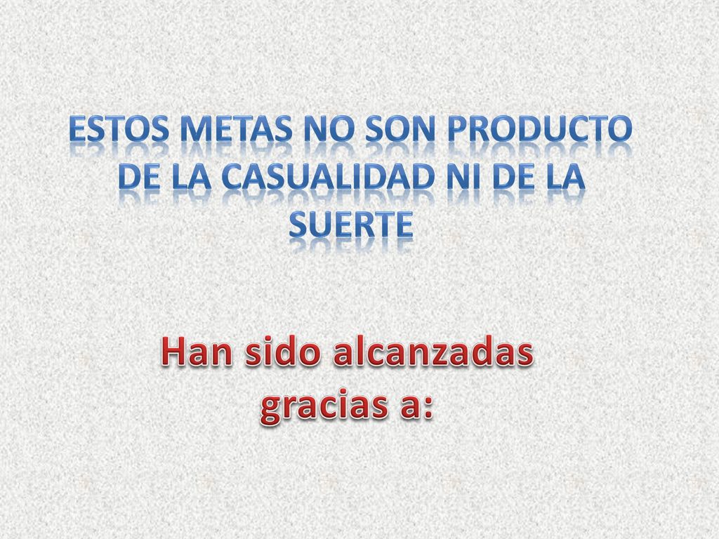 Estos metas no son producto de la casualidad ni de la suerte
