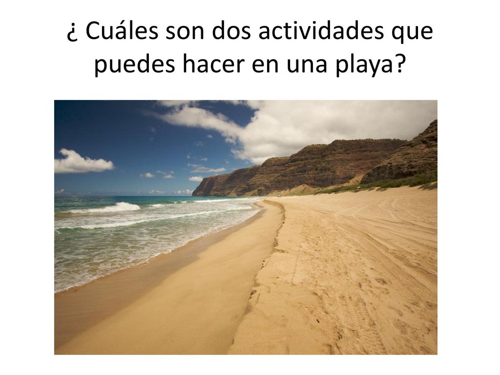 ¿ Cuáles son dos actividades que puedes hacer en una playa