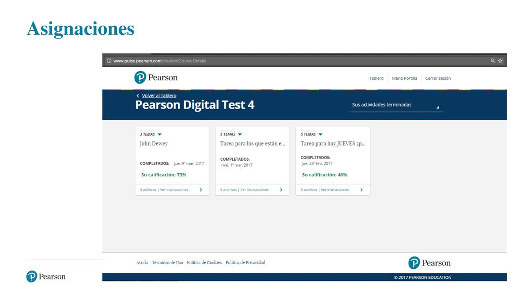 Asignaciones Seleccione una clase desde el Tablero para acceder a la vista de asignaciones (clic)