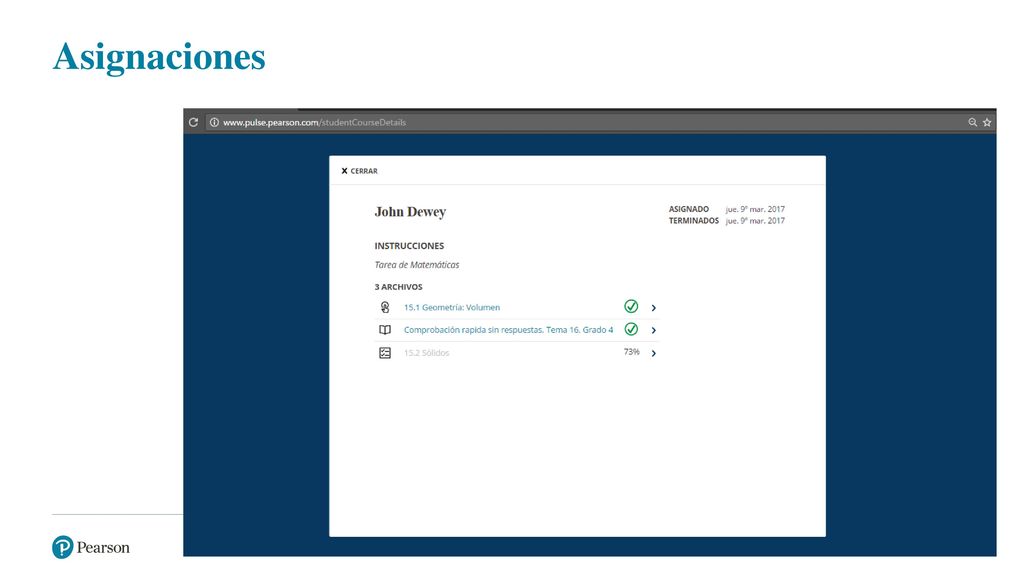 Asignaciones Seleccione una clase desde el Tablero para acceder a la vista de asignaciones (clic)