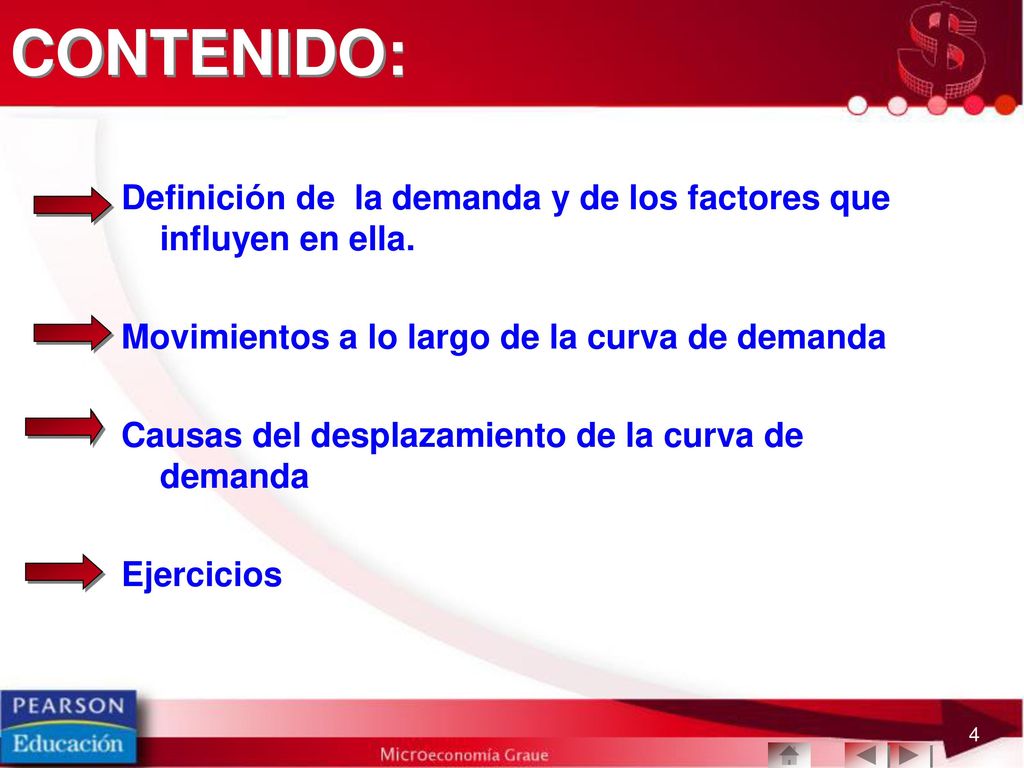 CONTENIDO: Definición de la demanda y de los factores que influyen en ella. Movimientos a lo largo de la curva de demanda.
