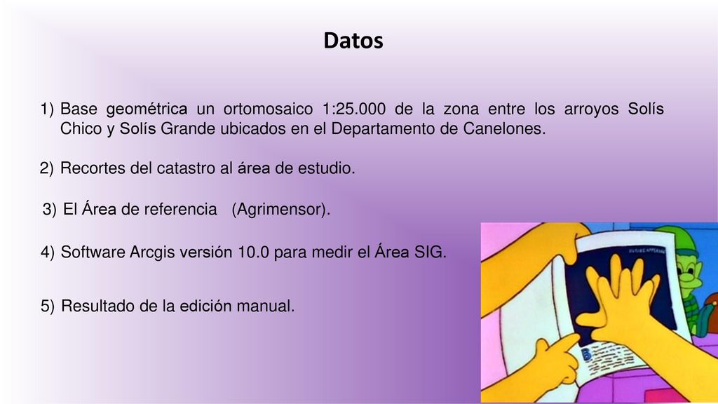 Datos Base geométrica un ortomosaico 1: de la zona entre los arroyos Solís Chico y Solís Grande ubicados en el Departamento de Canelones.