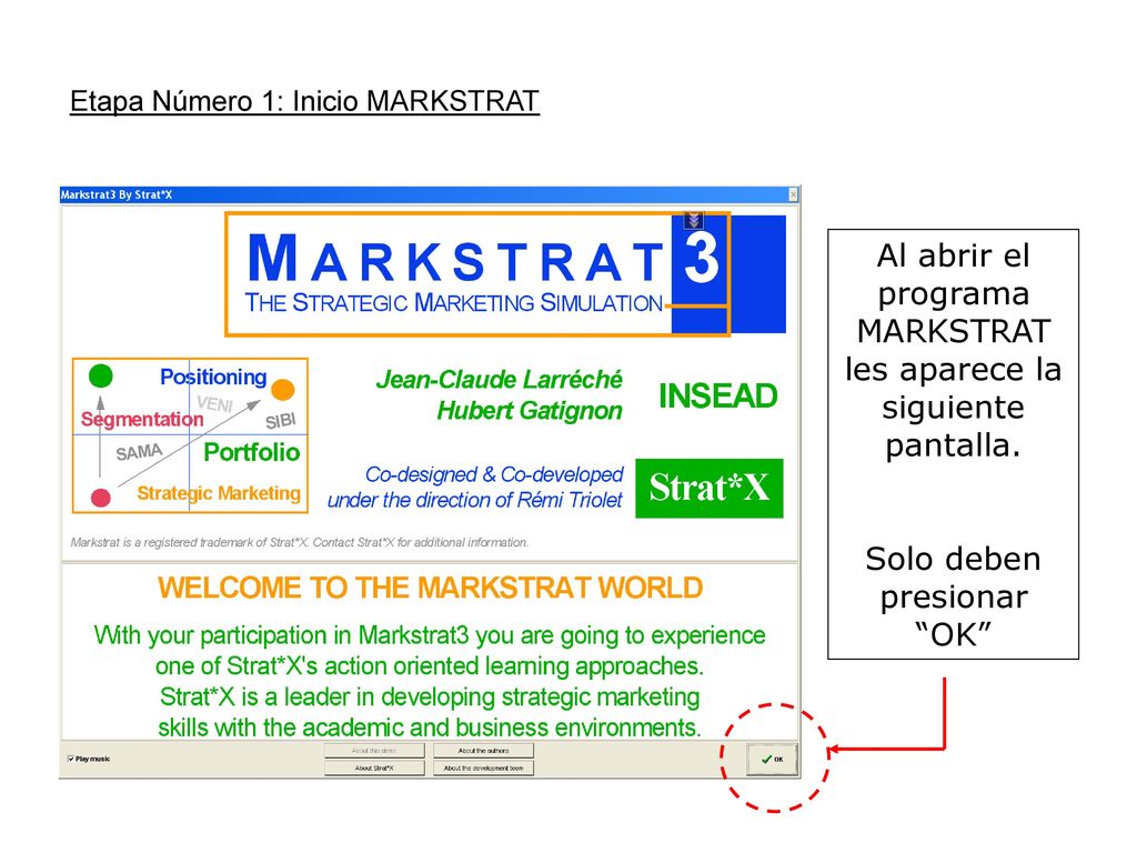 Al abrir el programa MARKSTRAT les aparece la siguiente pantalla.