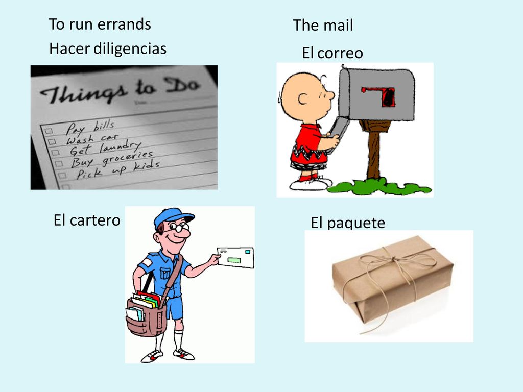 To run errands The mail Hacer diligencias El correo El cartero El paquete