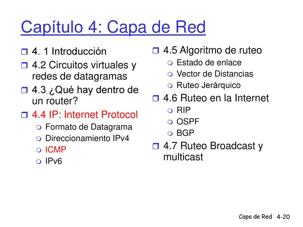 Capítulo 4: Capa de Red 4.5 Algoritmo de ruteo 4. 1 Introducción