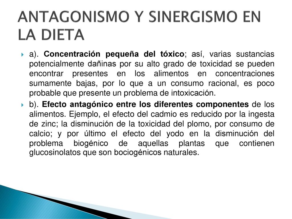 ANTAGONISMO Y SINERGISMO EN LA DIETA