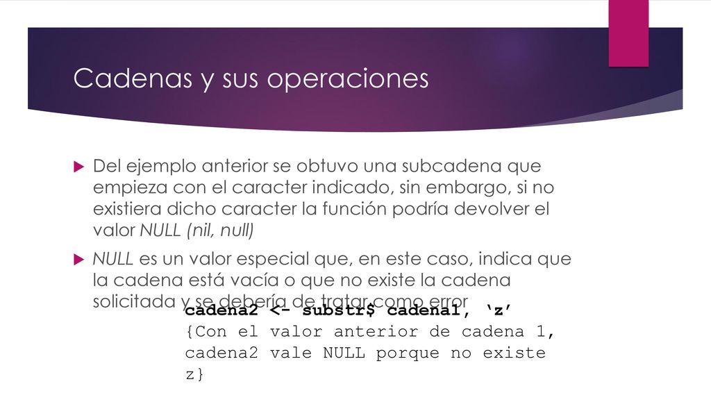 Cadenas y sus operaciones