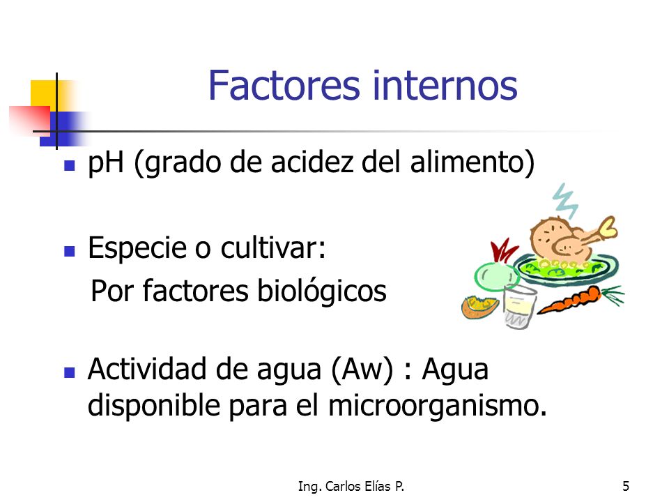 Factores internos pH (grado de acidez del alimento)