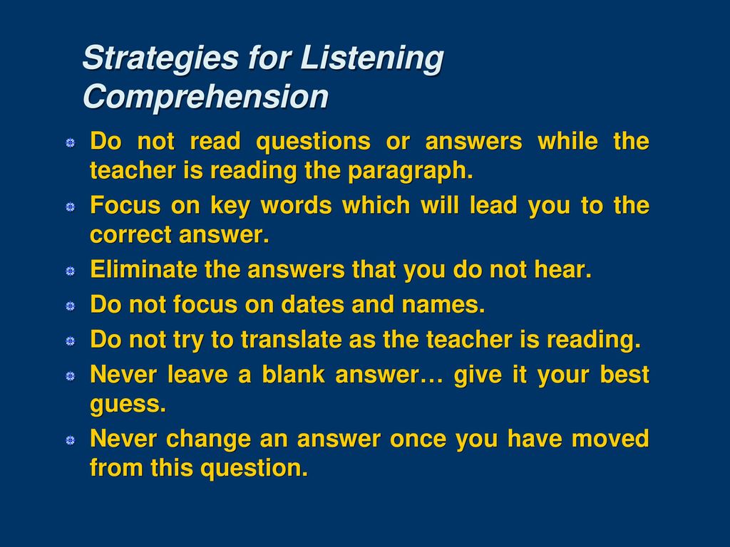 Strategies for Listening Comprehension