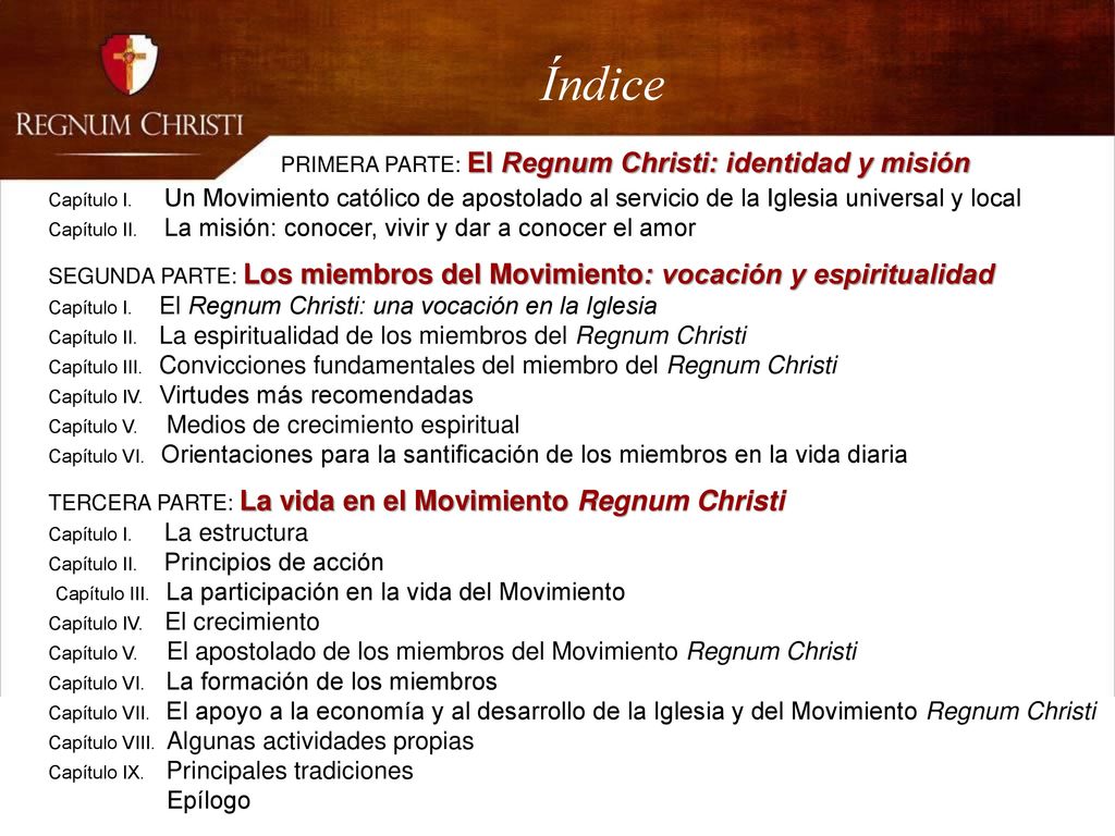 Índice Capítulo III. La participación en la vida del Movimiento