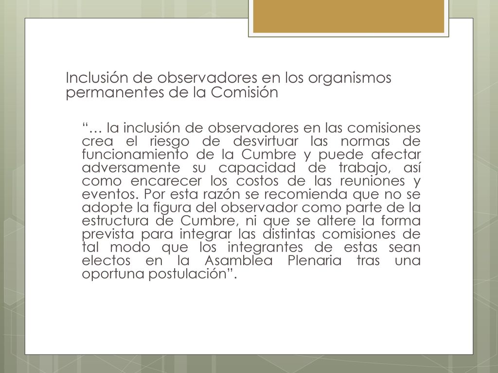 Inclusión de observadores en los organismos permanentes de la Comisión