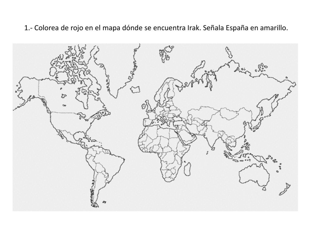 1. - Colorea de rojo en el mapa dónde se encuentra Irak