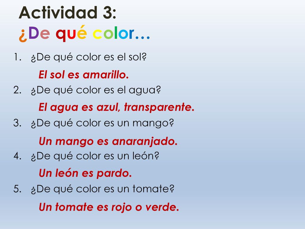 Actividad 3: ¿De qué color…