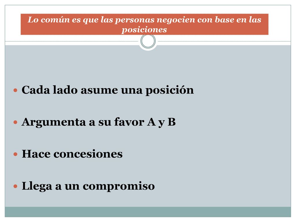 Lo común es que las personas negocien con base en las posiciones
