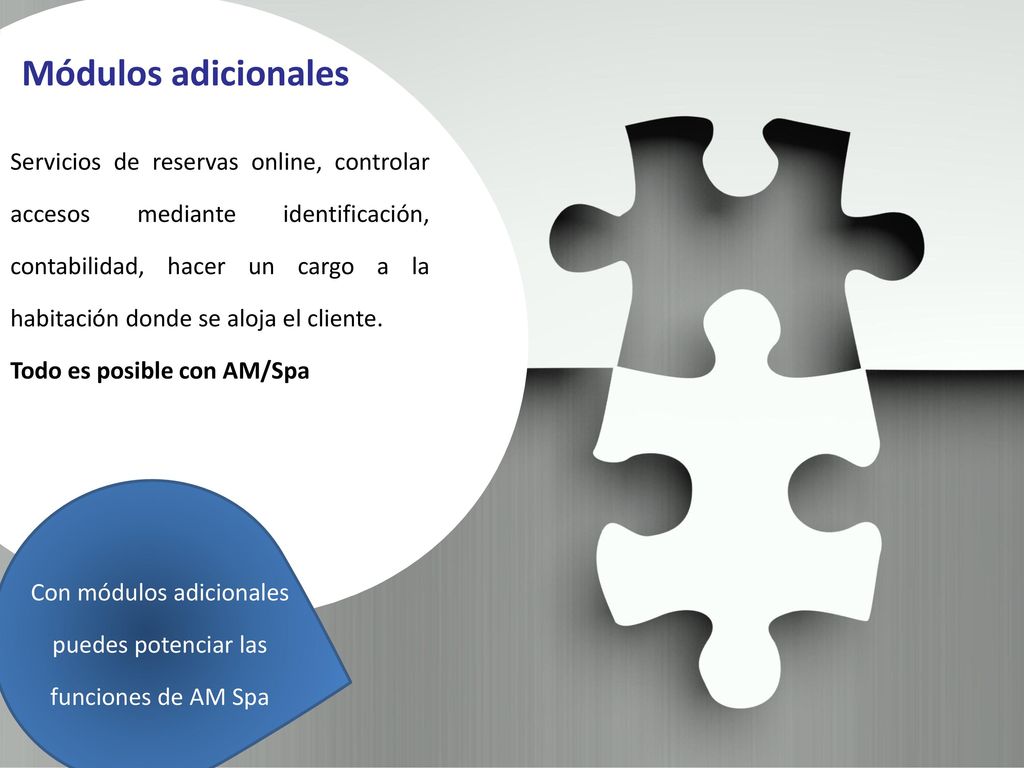 Con módulos adicionales puedes potenciar las funciones de AM Spa