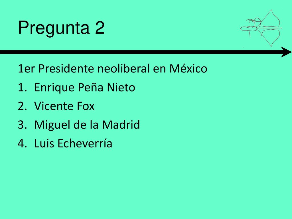 Pregunta 2 1er Presidente neoliberal en México Enrique Peña Nieto