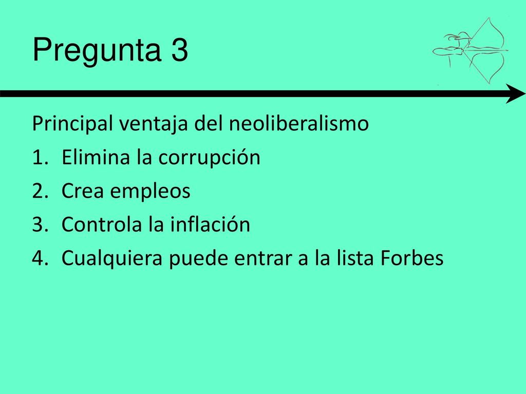 Pregunta 3 Principal ventaja del neoliberalismo Elimina la corrupción
