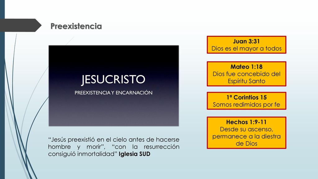 Preexistencia Juan 3:31 Dios es el mayor a todos Mateo 1:18