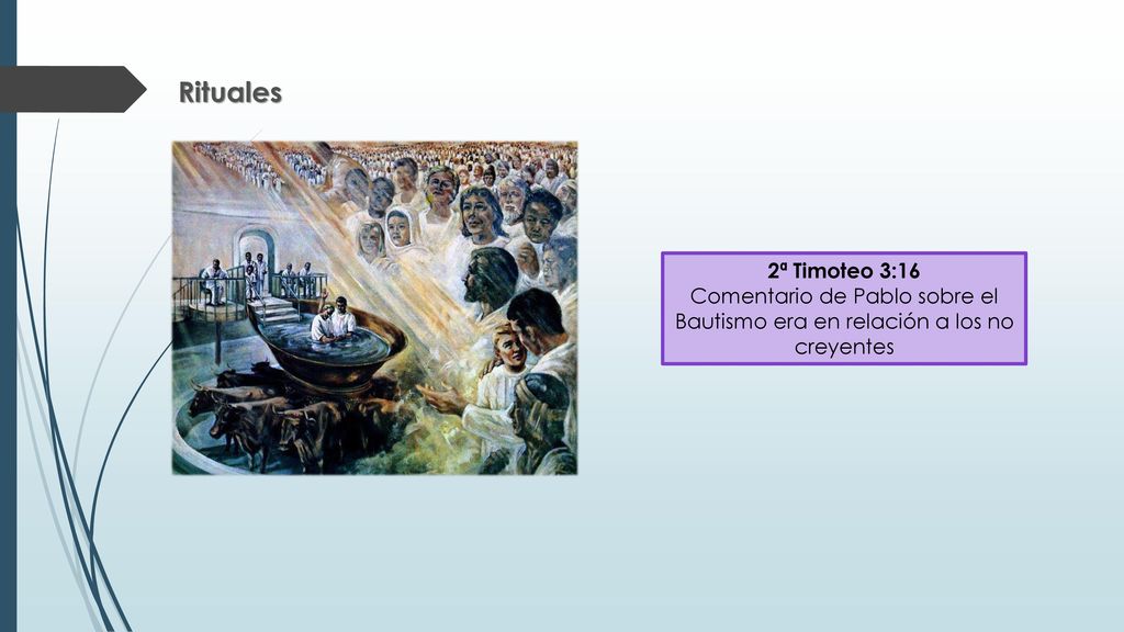 Rituales 2ª Timoteo 3:16. Comentario de Pablo sobre el Bautismo era en relación a los no creyentes.