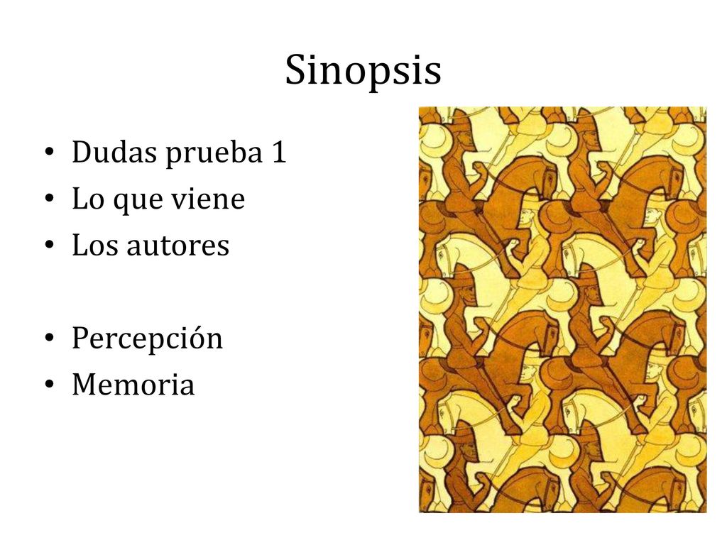 Sinopsis Dudas prueba 1 Lo que viene Los autores Percepción Memoria