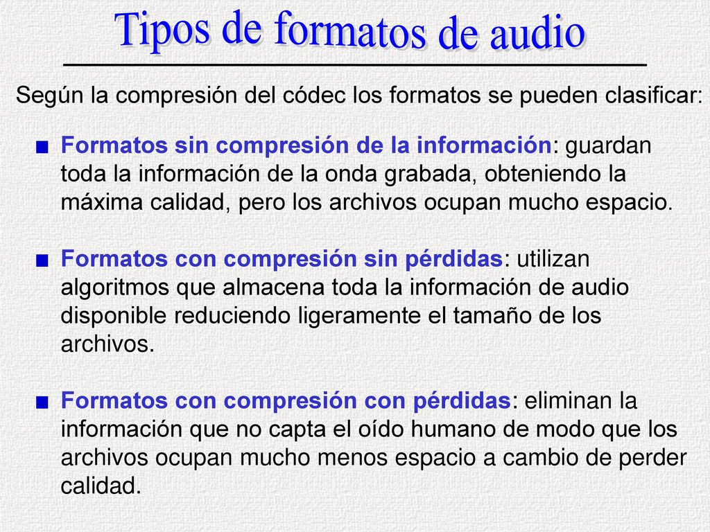 Tipos de formatos de audio