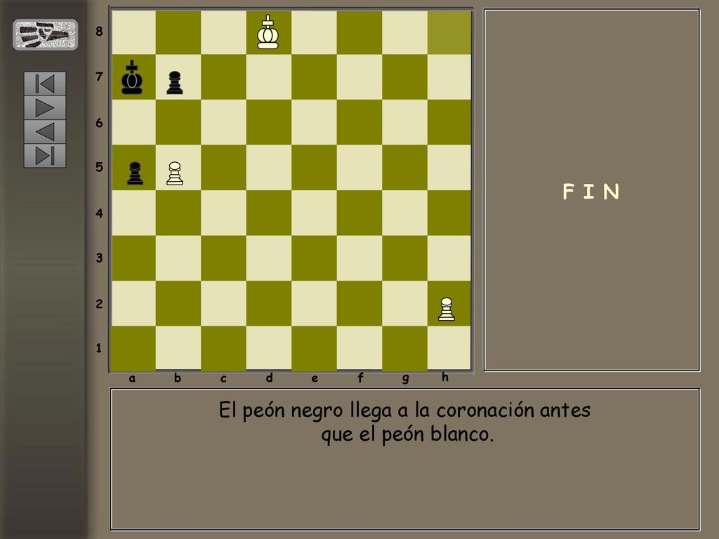 El peón negro llega a la coronación antes