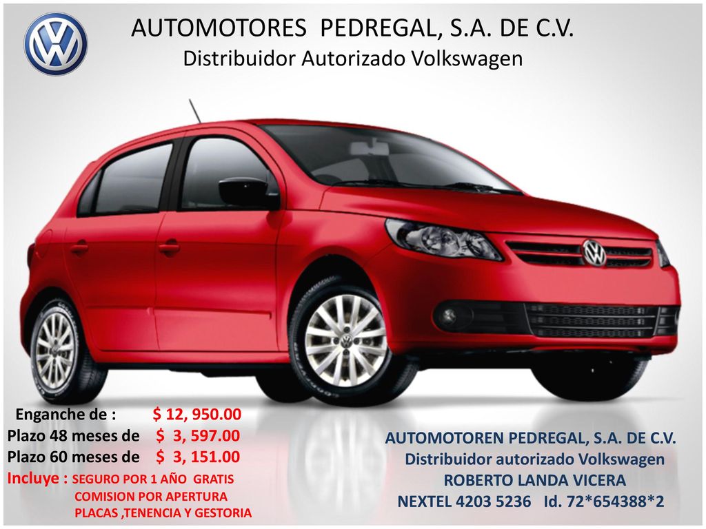 AUTOMOTORES PEDREGAL, S.A. DE C.V. Distribuidor Autorizado Volkswagen
