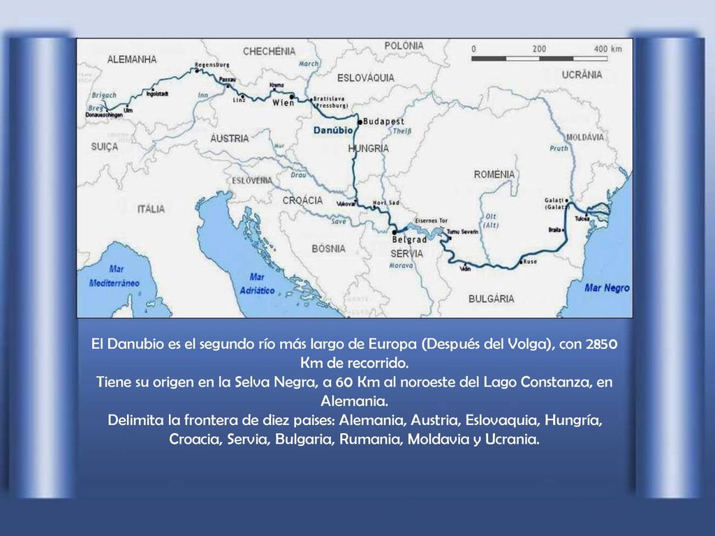 El Danubio es el segundo río más largo de Europa (Después del Volga), con 2850 Km de recorrido.