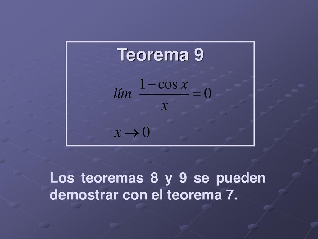 Teorema 9 Los teoremas 8 y 9 se pueden demostrar con el teorema 7.