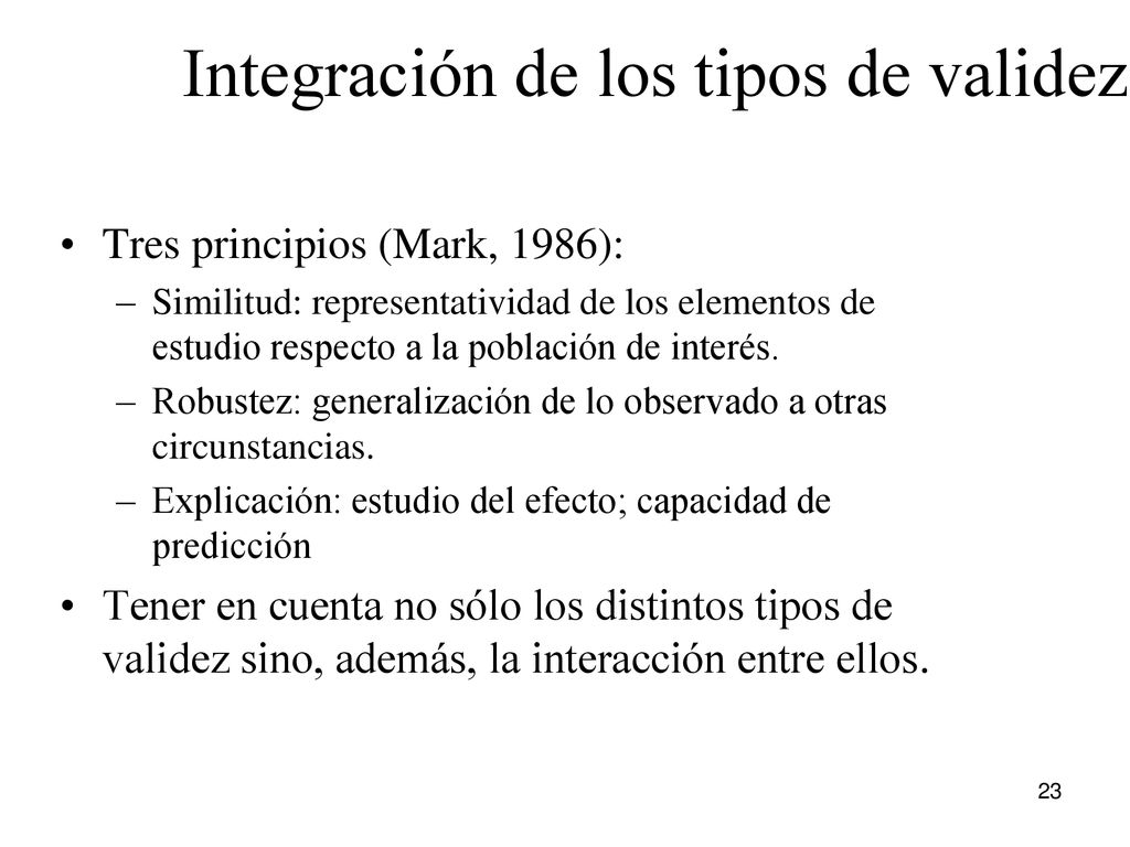 Integración de los tipos de validez
