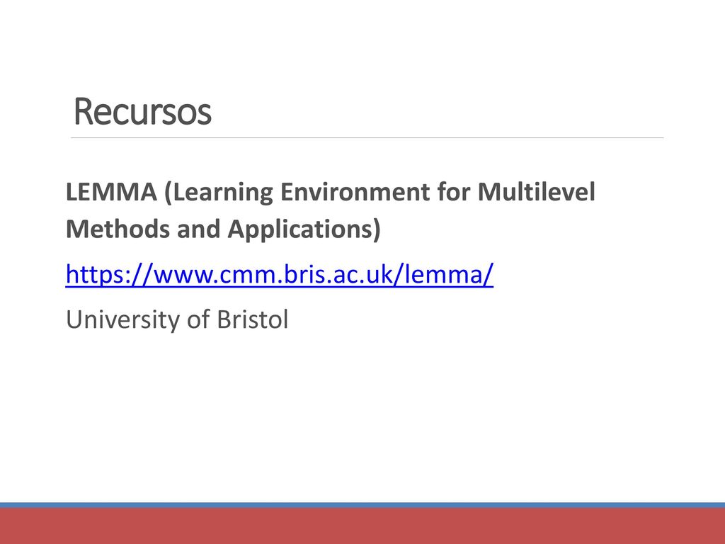 Recursos LEMMA (Learning Environment for Multilevel Methods and Applications)   University of Bristol