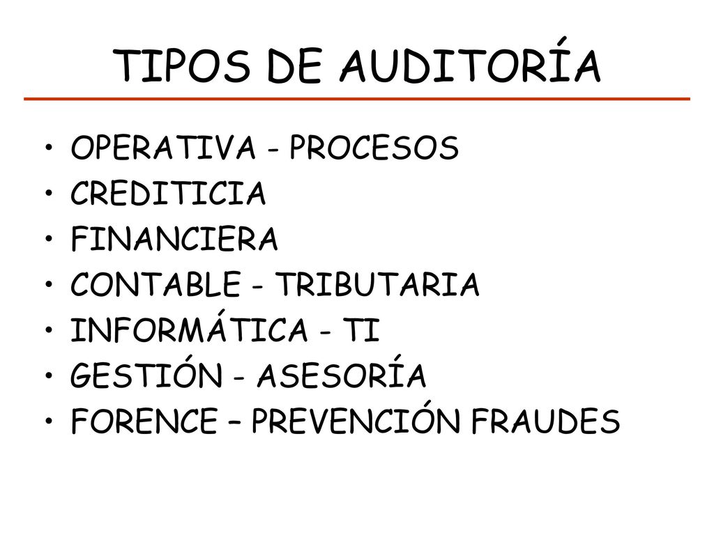 TIPOS DE AUDITORÍA OPERATIVA - PROCESOS CREDITICIA FINANCIERA