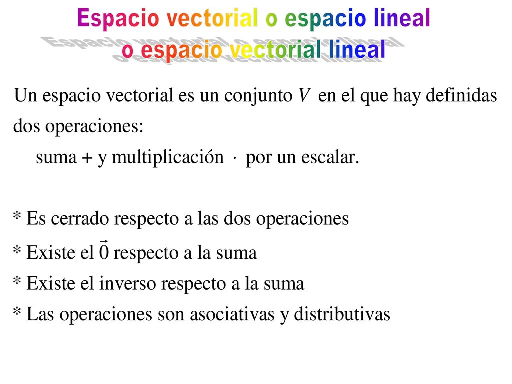 Espacio vectorial o espacio lineal o espacio vectorial lineal