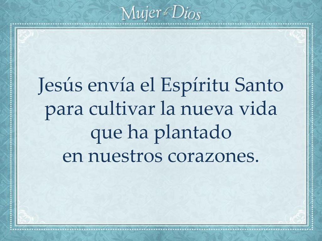 Jesús envía el Espíritu Santo para cultivar la nueva vida que ha plantado en nuestros corazones.