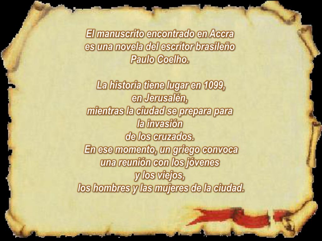 El manuscrito encontrado en Accra es una novela del escritor brasileño