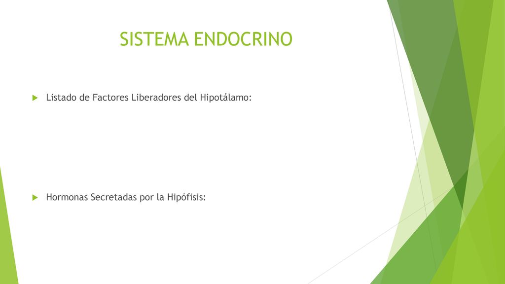 SISTEMA ENDOCRINO Listado de Factores Liberadores del Hipotálamo: