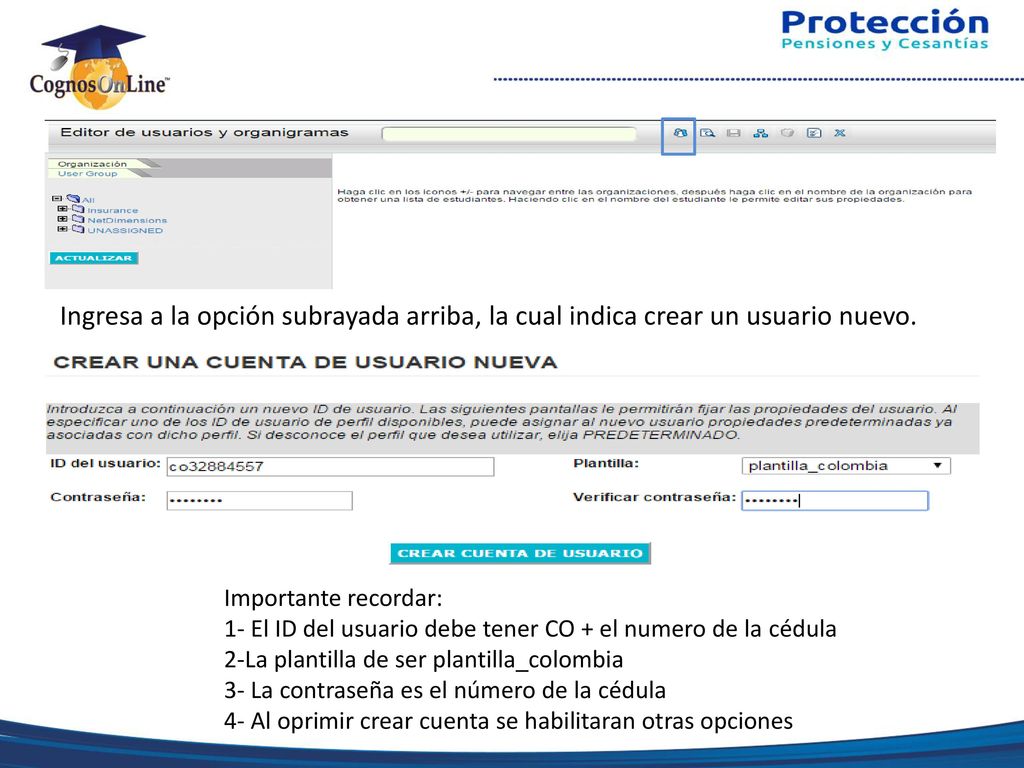 Ingresa a la opción subrayada arriba, la cual indica crear un usuario nuevo.