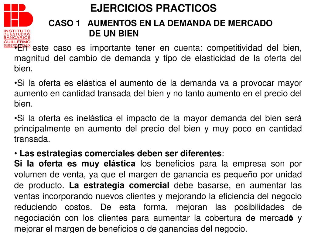 EJERCICIOS PRACTICOS CASO 1 AUMENTOS EN LA DEMANDA DE MERCADO
