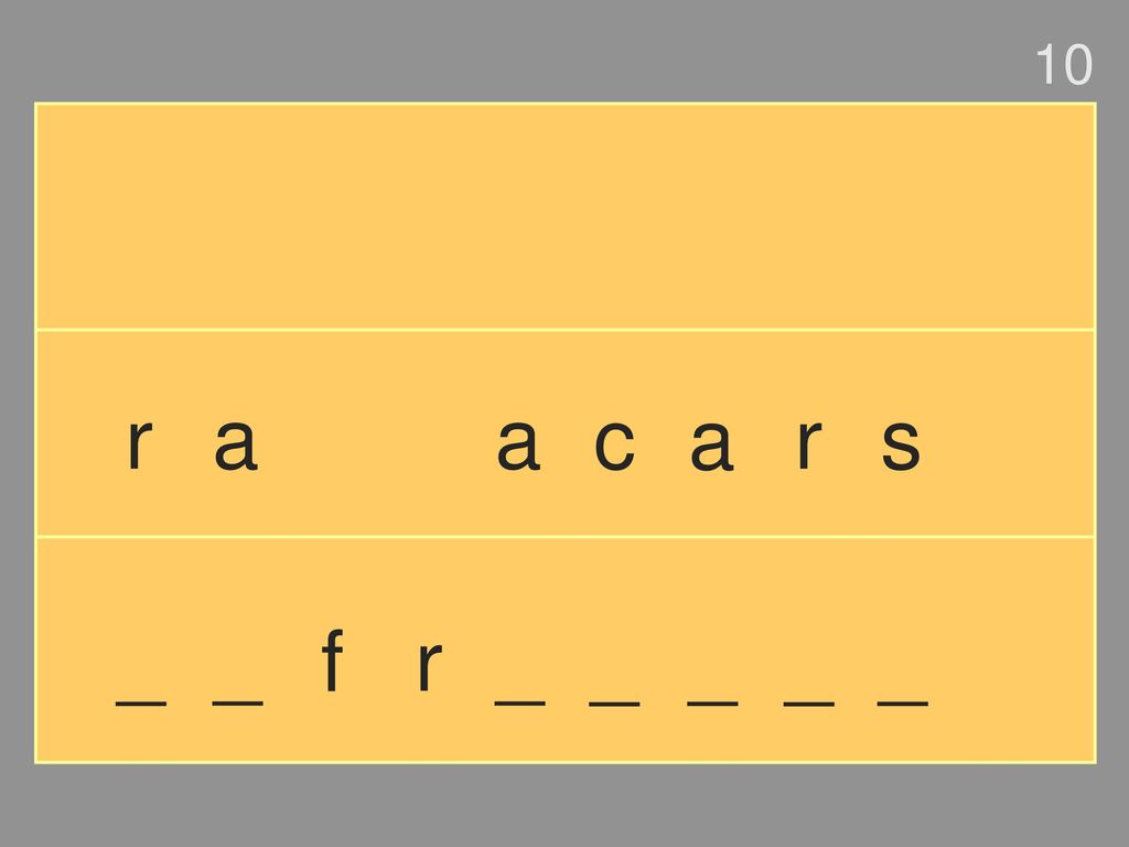 10 r a a c a r s _ _ f r _ _ _ _ _
