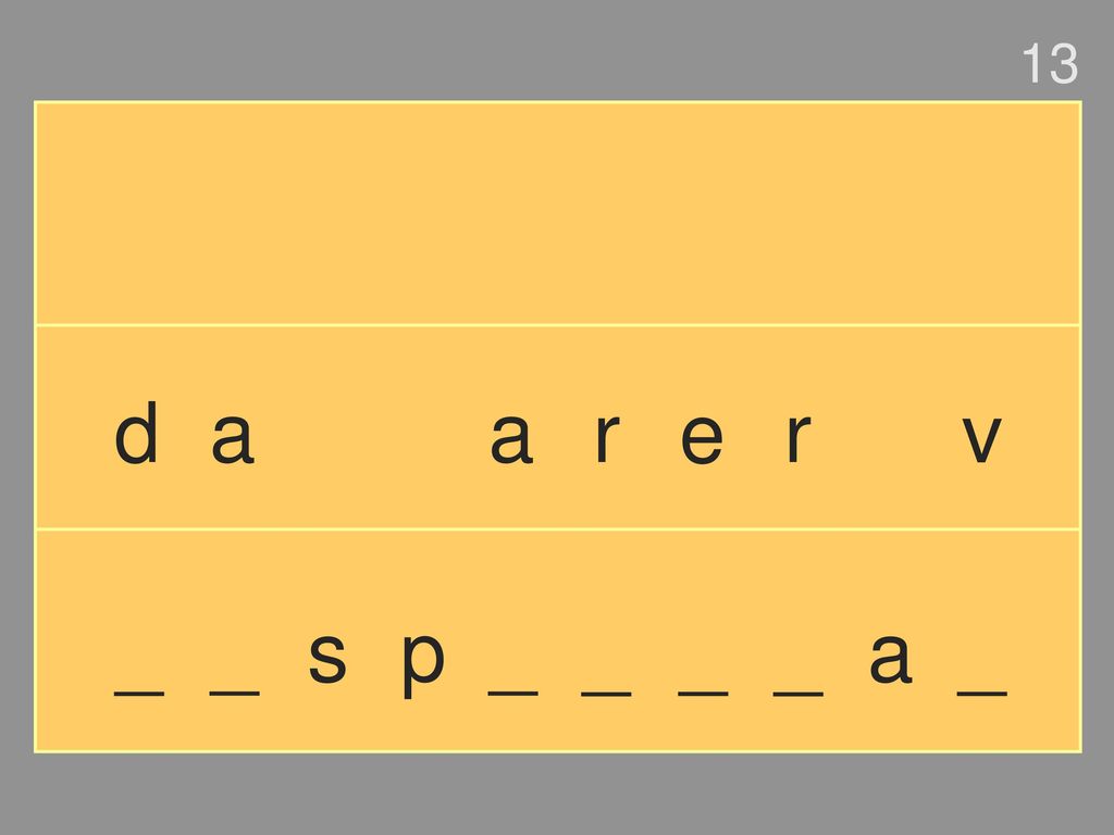 13 d a a r e r v _ _ s p _ _ _ _ a _