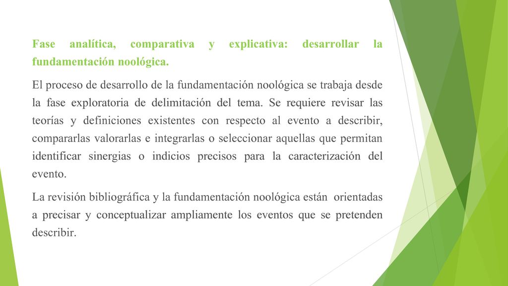 Fase analítica, comparativa y explicativa: desarrollar la fundamentación noológica.