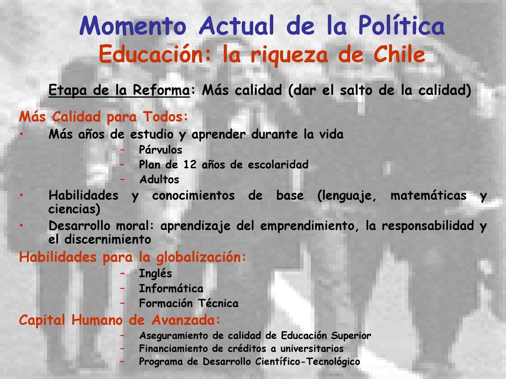 Momento Actual de la Política Educación: la riqueza de Chile