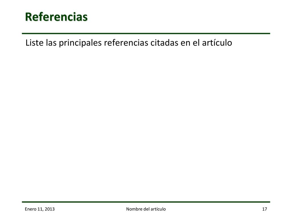 header Referencias. Liste las principales referencias citadas en el artículo.